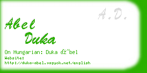 abel duka business card